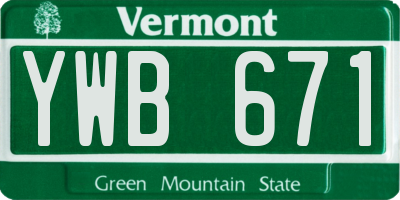 VT license plate YWB671