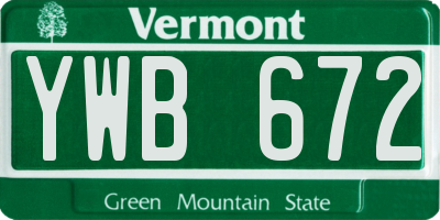 VT license plate YWB672