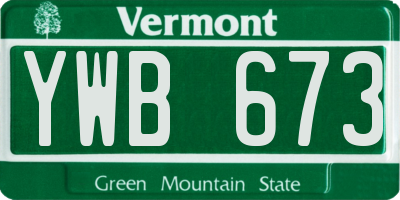 VT license plate YWB673