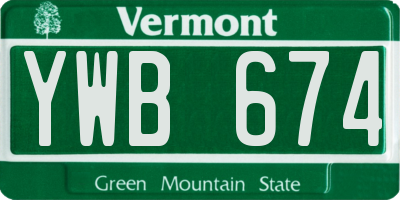 VT license plate YWB674