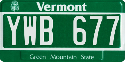 VT license plate YWB677
