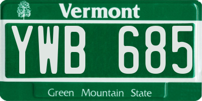 VT license plate YWB685