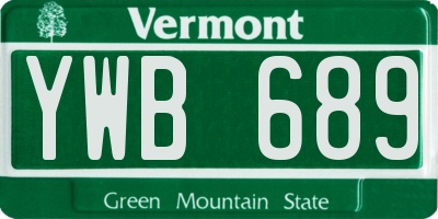 VT license plate YWB689