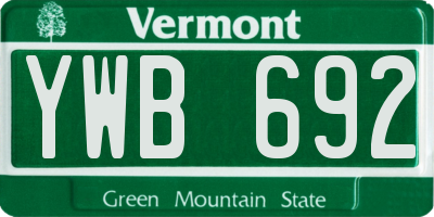 VT license plate YWB692