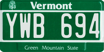 VT license plate YWB694