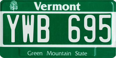 VT license plate YWB695