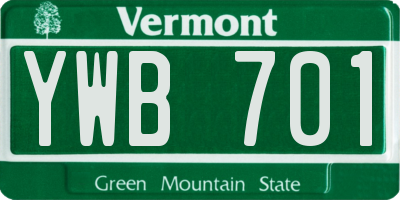 VT license plate YWB701