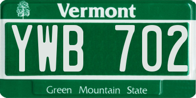 VT license plate YWB702