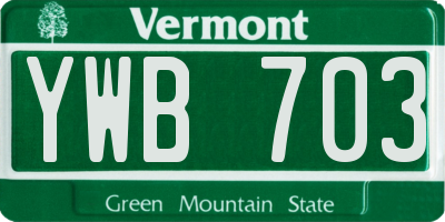 VT license plate YWB703