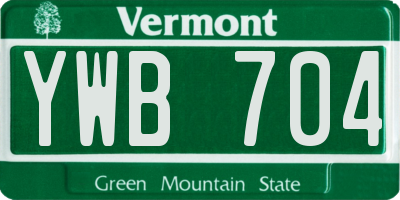VT license plate YWB704
