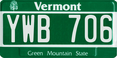 VT license plate YWB706