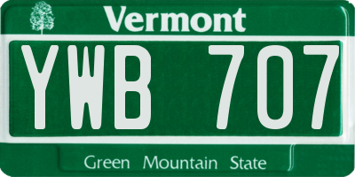 VT license plate YWB707