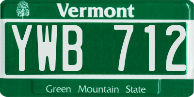 VT license plate YWB712