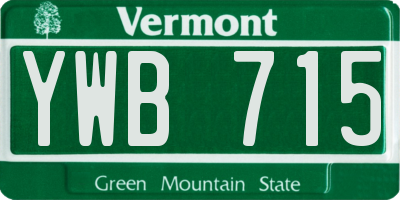 VT license plate YWB715
