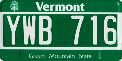 VT license plate YWB716