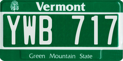 VT license plate YWB717