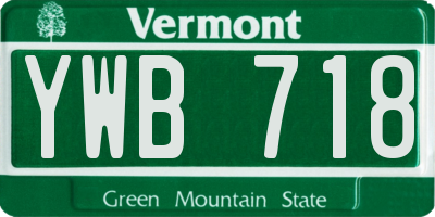 VT license plate YWB718