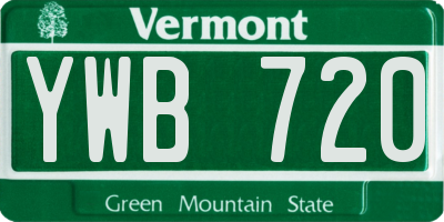 VT license plate YWB720