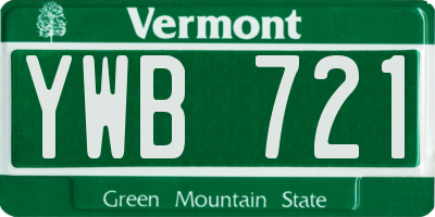 VT license plate YWB721