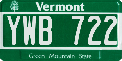 VT license plate YWB722