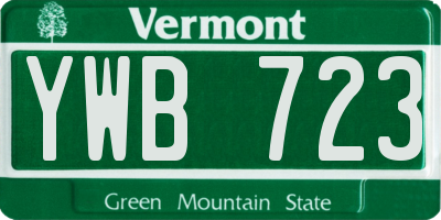 VT license plate YWB723