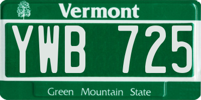 VT license plate YWB725