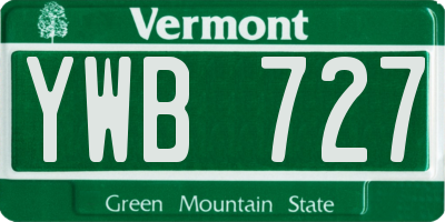VT license plate YWB727