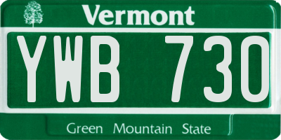 VT license plate YWB730