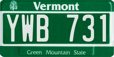 VT license plate YWB731