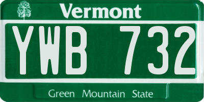 VT license plate YWB732