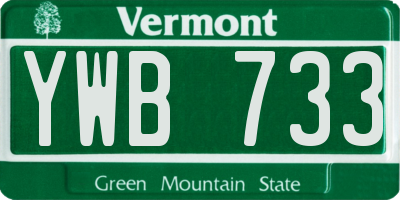 VT license plate YWB733