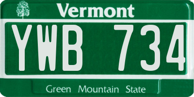 VT license plate YWB734