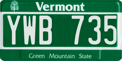 VT license plate YWB735