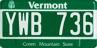 VT license plate YWB736