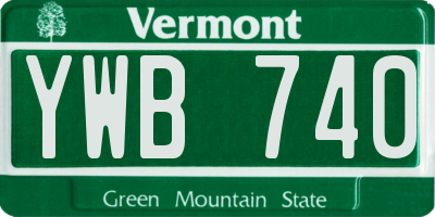 VT license plate YWB740