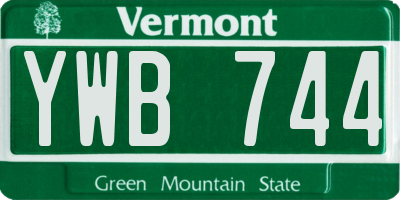 VT license plate YWB744