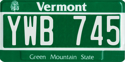 VT license plate YWB745