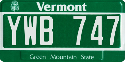 VT license plate YWB747