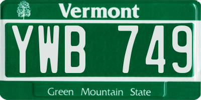 VT license plate YWB749