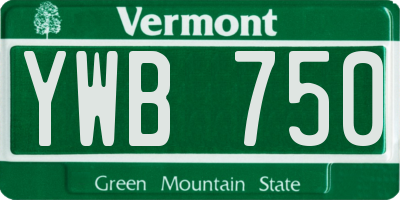 VT license plate YWB750