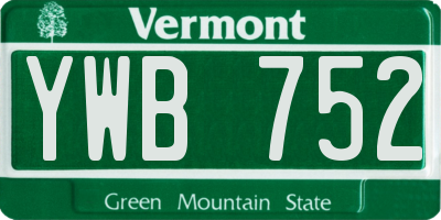 VT license plate YWB752