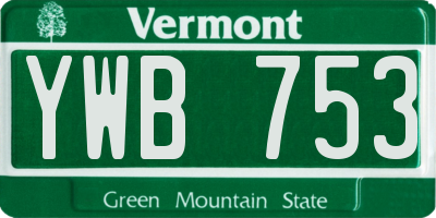 VT license plate YWB753