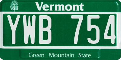 VT license plate YWB754