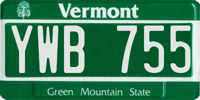VT license plate YWB755