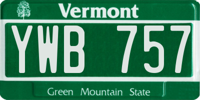 VT license plate YWB757