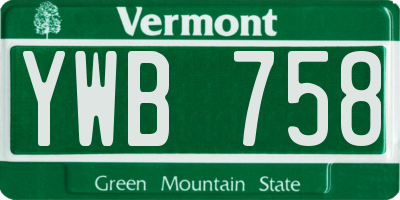 VT license plate YWB758
