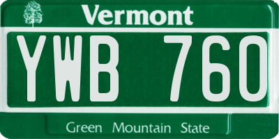 VT license plate YWB760