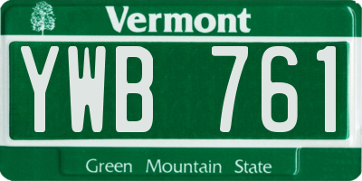 VT license plate YWB761