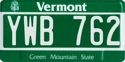 VT license plate YWB762