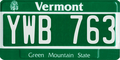 VT license plate YWB763